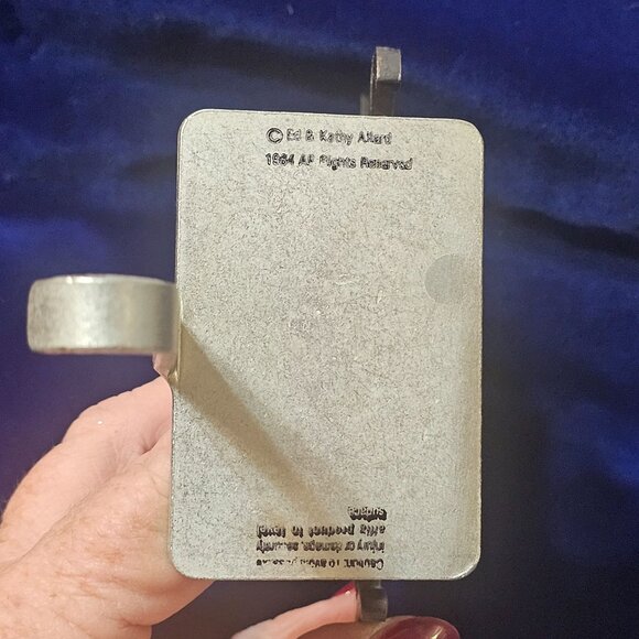 Pair Of Vintage 1984 Ed & Kathy Allard Reindeer Stocking Holders Cast Metal Silv - Picture 4 of 8